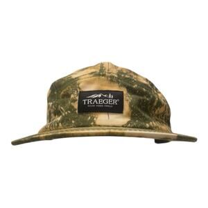 Traeger Wood Fired Grills Hat Green Distressed Bleached Cap Adjustable